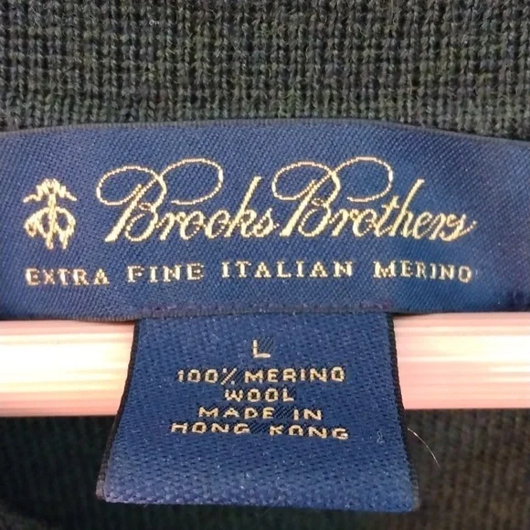 Brooks Brothers Green Fine Italian Merino Wool Long Sleeve Polo Shirt  (Large) - Picture 6 of 11